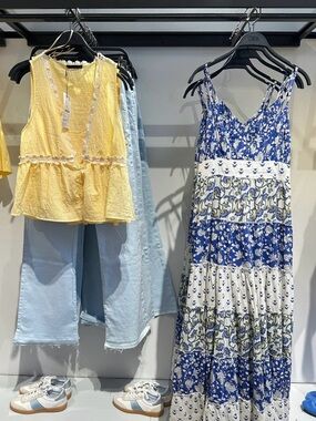 Yellow Lace Tiered Peplum Top